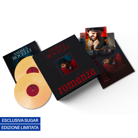Album Romanza di Andrea Bocelli in versione 30esimo anniversario in formato box deluxe, musica lirica