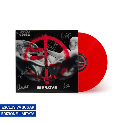 Album Free Love dei negramaro in formato vinile rosso autografato, musica pop rock